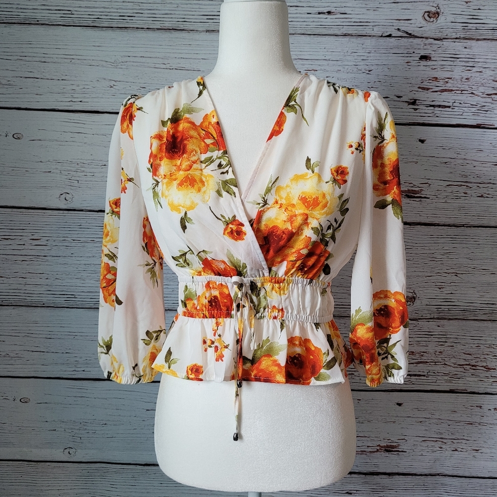 Cropped Floral Blouse